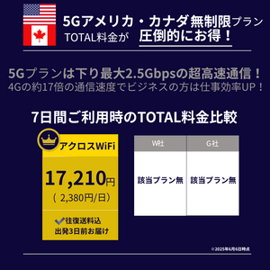 5Gアメリカ・カナダ周遊WiFi【無制限】